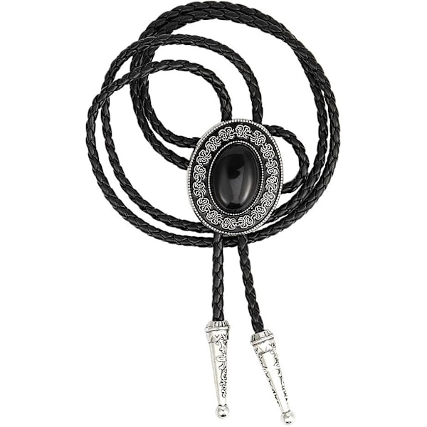 XJ-Bolo Tie, Håndlavet Rund Western Denim Bolo Tie Sort