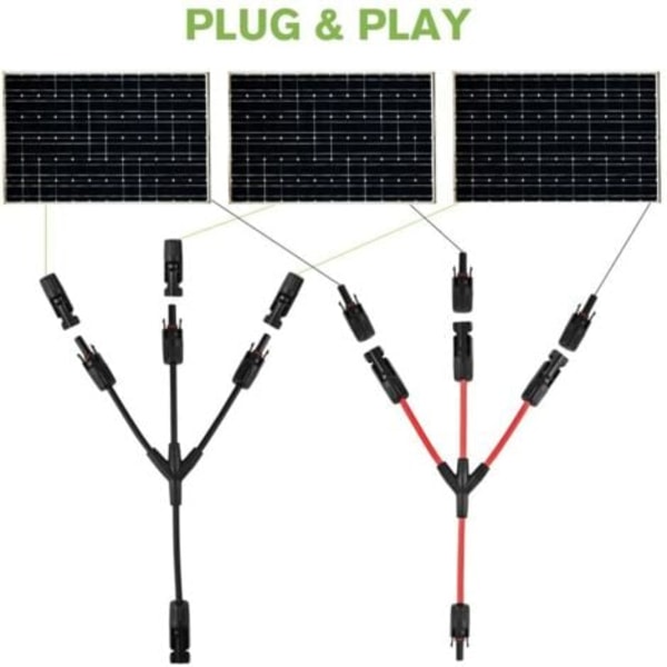 KZQ Y-typ Solarkontakter, 2 st (1 till 3 grenar) Professionell Vattentät Solpanelkontakt, Solpanelkabel, för Fotovoltaiska Paneler Anslutning