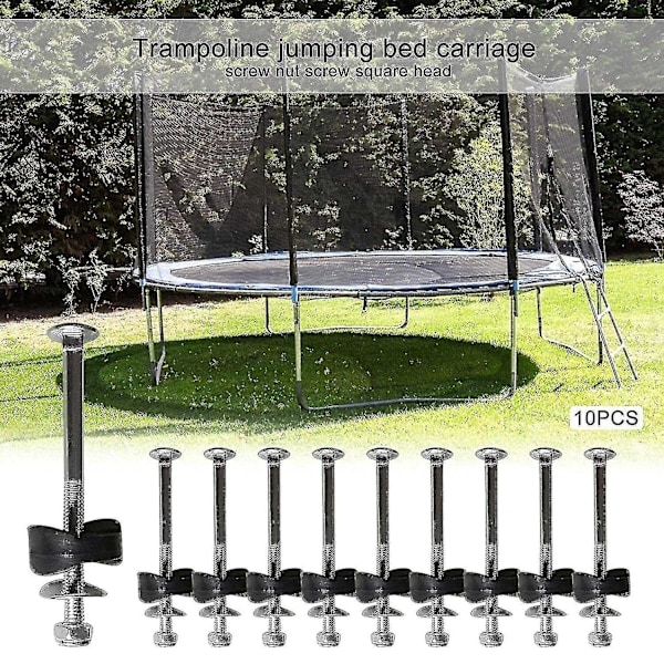 Trampolinskruer, 10 stk. galvaniserede stål trampolinskruer fastgørelsestilbehør kompatible med trampolinmontering