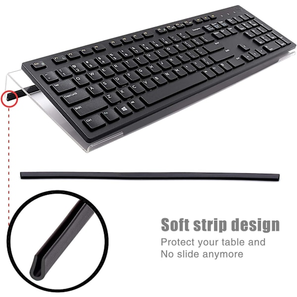 XJ-Skråtstillet tastaturstativ Ergonomisk stativ i klar akryl til computerspil og skrivning