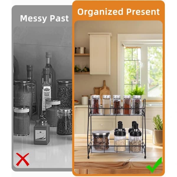 Kitchen Shelf, Countertop Rack, Spice Rack Organizer, Space Saving Storage Rack for Kitchen and Bathroom