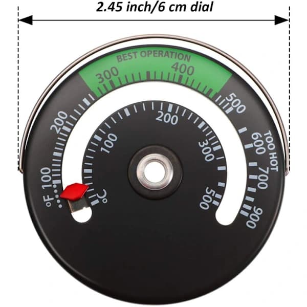 Magnetisk termometer for vedovn, rørtermometer for peis og vedovn, 1 stk