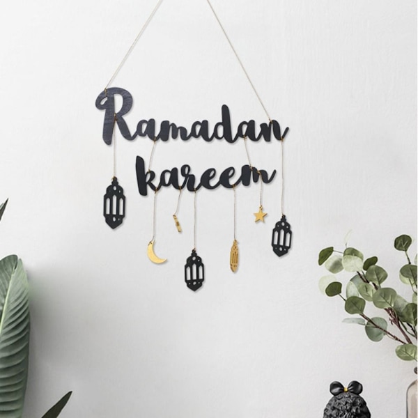 XJ-Eid Mubarak Ramadan Kareem Hængende alfabet vedhæng GULD
