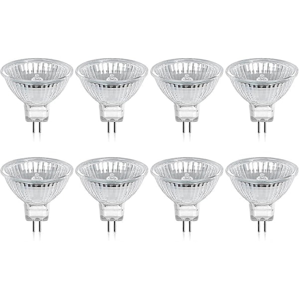 8-pakning Halogenpærer Gu5.3 Mr16 35w 12v Dimbar - Varmhvit 2800k, 400 lumen, glassbeskyttelse Jz [DB]