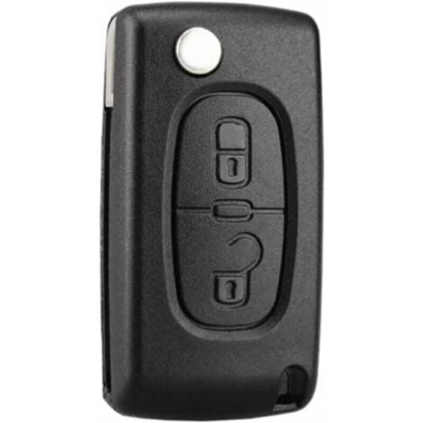 Nøglehus med 2 knapper kompatibelt med CE0523 Klapnøgle til Peugeot 207 307 308 407 408 3008 5008 Citroën C2 C3 C4 C5 C6 C8