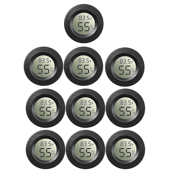 10-pack Mini Hygrometer Termometer Mätare Digital LCD-skärm För Växthus Barnrum Reptil Inkubator Svart