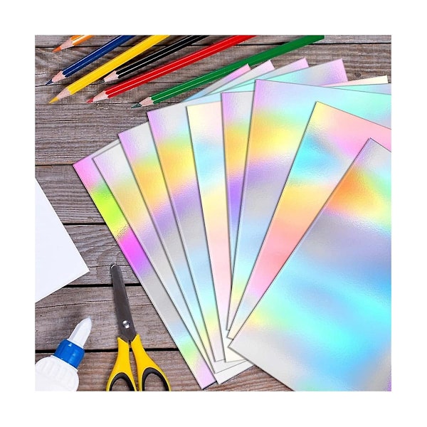 XJ-Metalliska Holografiska Kort Blankt Spegelpapper Ark, Reflekterande Affischtavla Storlek 8,5 X 11 Tum 50 St