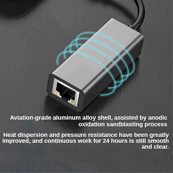 XJ-Type-C - Ethernet-sovitin Type-C - RJ45-liitäntämuunnin kaikenlaisille kannettaville tietokoneille, harmaa