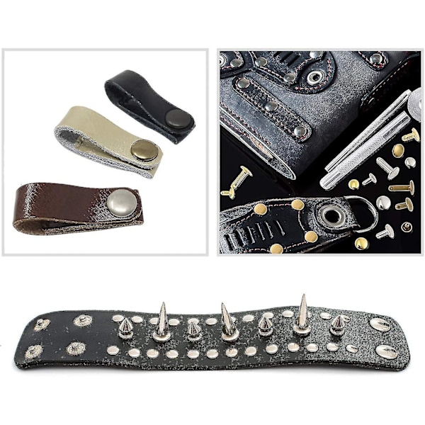 XJ-Lädernitar 240 Set 2 Storlekar Dubbla Nitar Rörformiga Metalldubbar