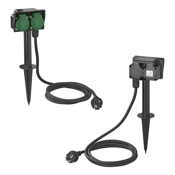 XJ Trädgårdsuttag Schuko 2-vägs 2M 3x1,5mm²