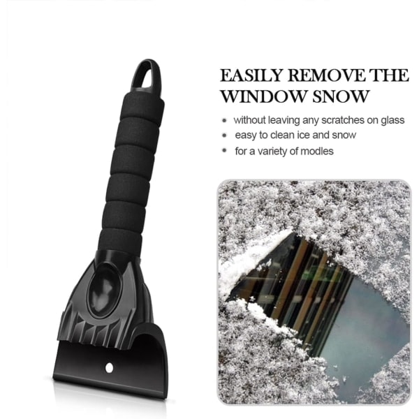 Isskrape, isskrape i plast med sklisikkert håndtak Multifunksjonell verktøyspade Design Snøspade for bil - Svart