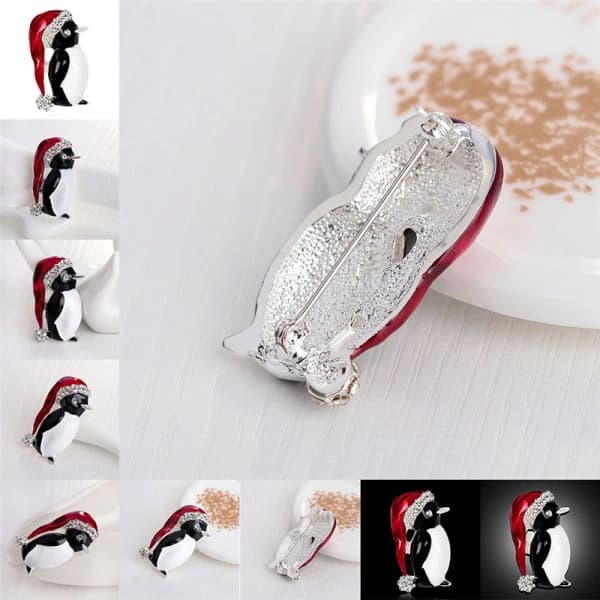 1:a heta julrhinestone & julpingvin brosch pin Xma Multi 1st Multi 1st