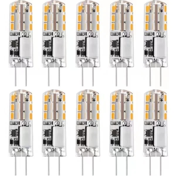 10x G4 LED-lampor 12V AC/DC Vitt ljus 6000K 2W, 24LED Dimbar Light-WELLNGS White Light 6000K