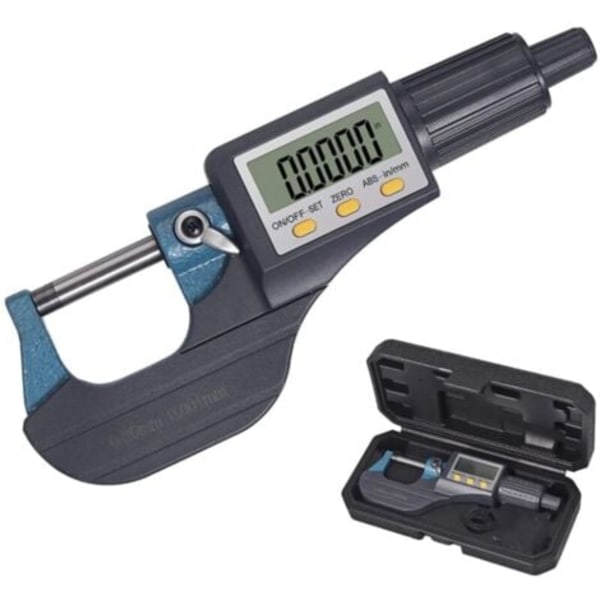 0-25mm LCD Elektronisk Digital Mikrometer Standard Utvändig Palmer Digital Mikrometer Metrisk/Tum 0.001mm Upplösning 0.002mm Noggrannhet Automatisk Avstängning ABS