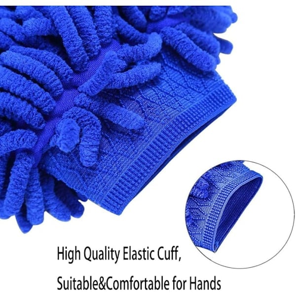 Chenille Mikrofiber Tvätthandske för Biltvätt Absorberande, 2-pack Chenille Rengöringshandskar, Biltvättshandskar Biltvättsvante, Bilrengöringskit ...