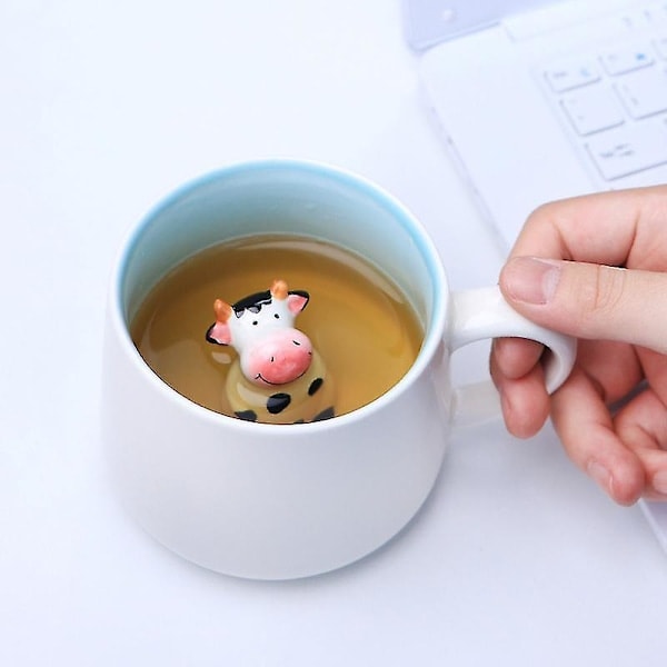 Ny, söt kaffemugg, tecknad djurdesign, keramisk kopp, julklapp, födelsedagspresent för barn, pojkar, flickor, ko