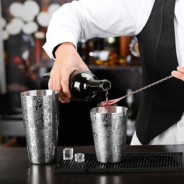 Cocktail Shaker Sæt i Rustfrit Stål Boston Shaker Bartender Barværktøj, Sølv
