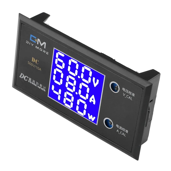 LCD Digital Voltmeter Amperemeter Wattmeter DC0-500V 10A 999W Spänning Ström Effektmätare Volt Detektor Testare Monitor