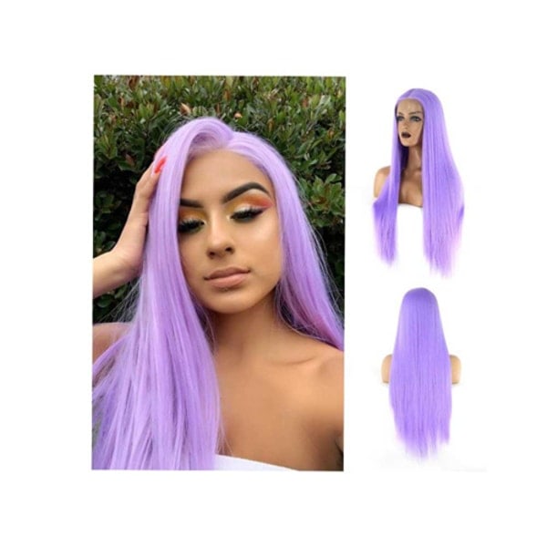 Lilla rett hår for kvinner - Cosplay-parykk med langt hår