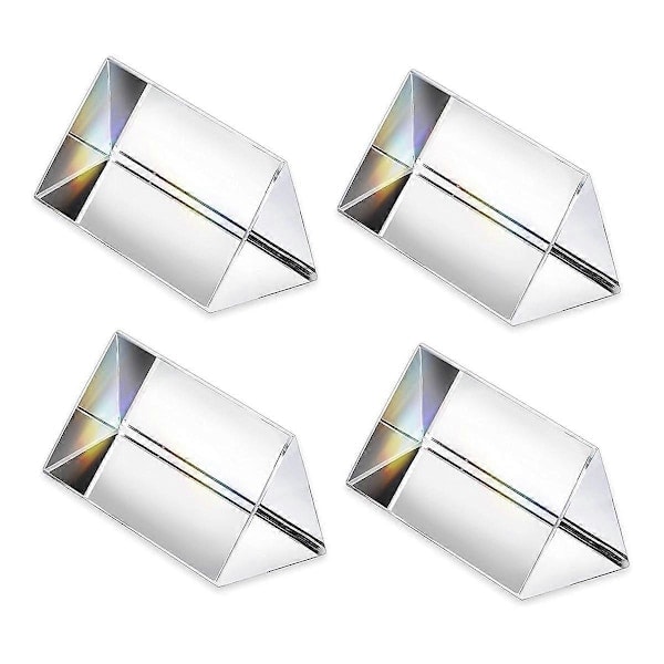 4 st Klar Triangulärt Prisma för Regnbågsljus Kristall Optiska Prismor Glas Fysikundervisning Refraktion Transparent