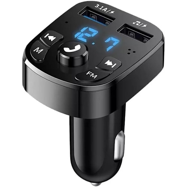 Bluetooth-lähetin autoon, langaton Bluetooth-adapteri autosarja MP3-soitin vastaanotin ääni musiikki stereo, handsfree-puhelut kaksois-USB-portit