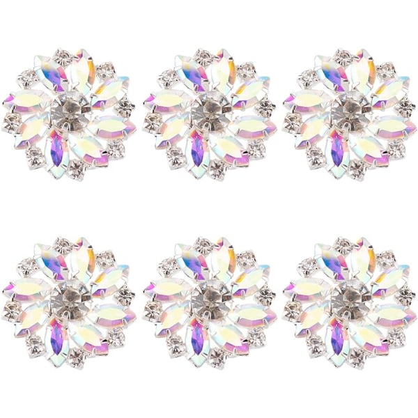 XJ-10 stk 28 mm Blomst Rhinestone Shank Knapper Krystall Sy På Knapper med 1 Hull og Flat Bakside, Rhinestone Snøfnugg Metallknapper