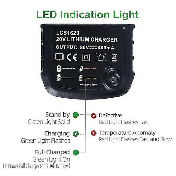 XJ-10,8V 14,4V 20V Black&decker Li-ion akkulaturin korvaava sähköporan ruuvimeisselin teho akulle Eu-pistoke Lbx20