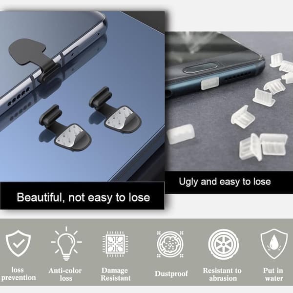 Dust Cover for Mobile Phone - Compatible with USB-C/Lightning, Dustproof, Durable and Loss-Proof Plug Protectors, 8 pcs