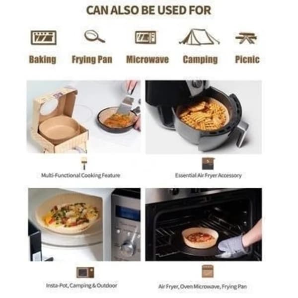 100-pack Air Fryer-papper - Brun 20 cm. Brun