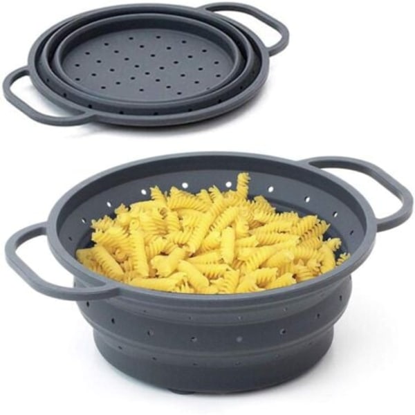 Kuumuutta kestävä kokoontaittuva lävikkö, halkaisija 26 cm - Kokoontaittuva, sisäänvedettävä, tilaa säästävä, siivilä, pastasiivilä, höyrytyslisäke keittiöön ja