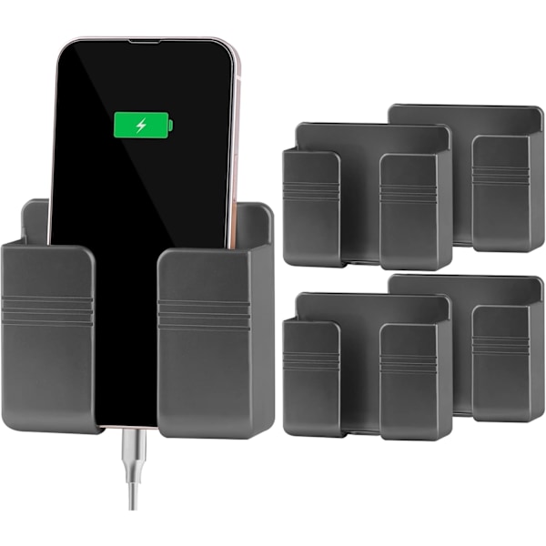 XJ-4 telefonholder veggmontert, telefonstativ med datakabelmottaks hull/selvklebende. Telefonholder for dusj/lading. Kompatibel med iPhone