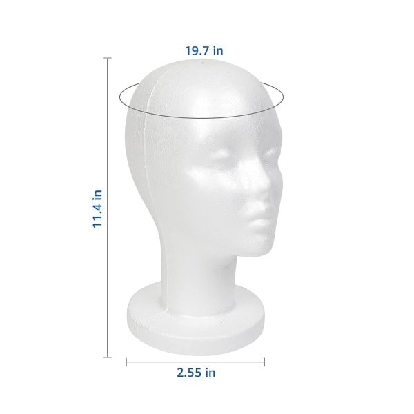 TG Hvidt skum mannequin hoved, flamingo parykhoved (2-pak)
