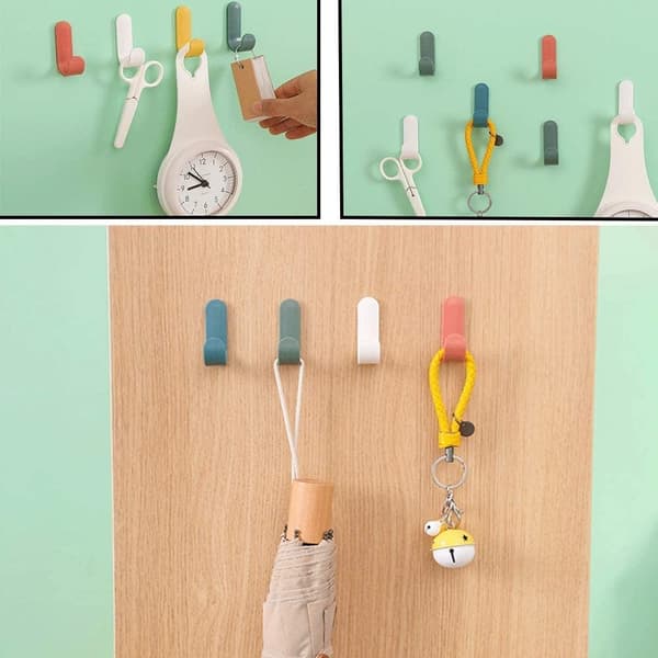 12 Self-Adhesive Hooks Wall Hanging Plastic Creative Cute J-Shaped Hooks Powerful Self-Adhesive Hooks for General Use