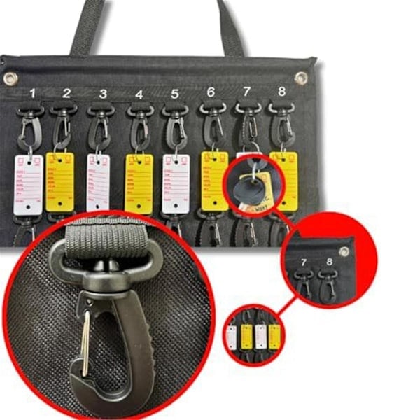 Versatile Roll-Up Key Storage Box, Weatherproof Portable Storage Case, Holds 40 Keys, Security Hook Black