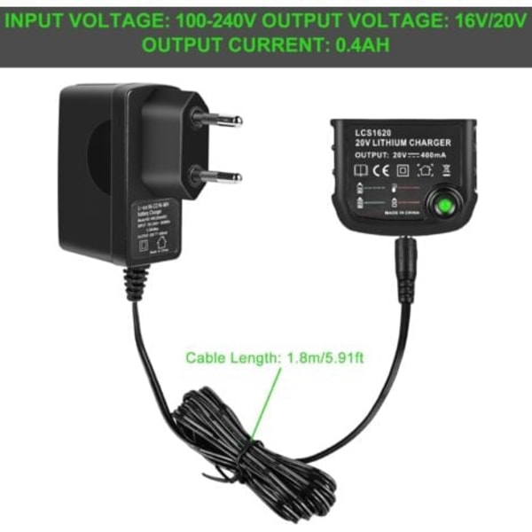 18V/20V Lithium Oplader Kompatibel med Black&Decker 18V/20V Lithium Batteri, til BL2018 LBXR20 LBXR20-OPE LB20 LBXR20-OPE LB20 LBX20 LBX4020 LBXR202