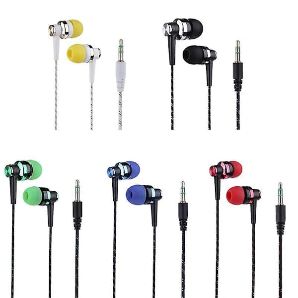 Snygga flätade stereo in-ear hörlurar utan mikrofon, blå