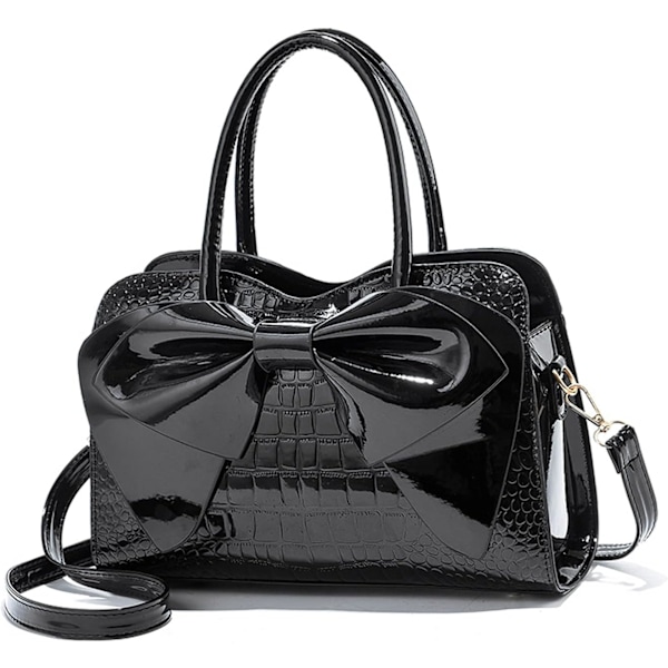 XJ-Små Handväskor för Kvinnor, Dam Crossbody Väskor, Vattentätt PU-Läder Axelväska, Lackläderväska, Party Clutch Väskor, Svart
