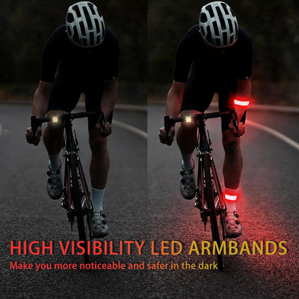 XJ Löpararmband 2-pack Löparlampa för Löpare Uppladdningsbar Reflekterande Löparutrustning Ljus Armband Hög Synlighet LED Armband Ljus Röd