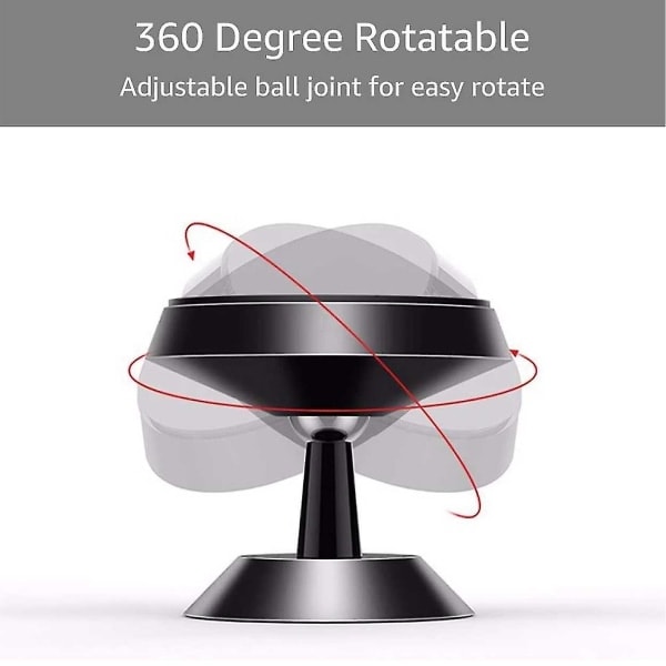 360° Kääntyvä Puhelinteline Itsekiinnittyvällä Magneettisella Autotelineellä Musta (FMY)