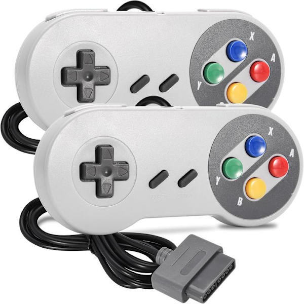 2-pack Wired SNES Controllers, SNES Controller Fully Compatible with Original SNES/SFC - [Plug and Play] (Multi-colored Buttons) Colorful Colourful