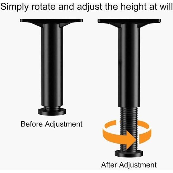 Justerbare sengeben, 22-42 cm Badeværelsesmøbelfod, møbelfødder, justerbare møbelfødder, til bordstole skabe sofaben, sort, 2-pak