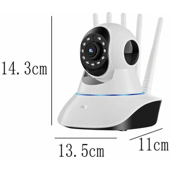 Utomhuskamera för säkerhet - Trådlös WiFi-kamera för hemsäkerhetssystem med 360° vy, rörelsedetektering, automatisk spårning, tvåvägskommunikation, 1080P mörkerseende