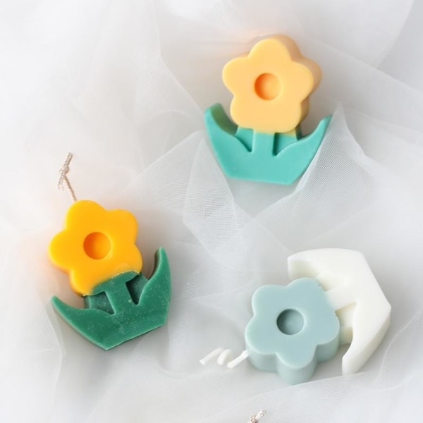 XJ-Lysforme lys stearinlys DIY støbeforme i silikoneform MJ20 små blomster