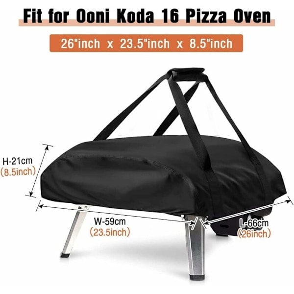 Ooni Koda 16 Pizzauunin Suojus, Vedenpitävä ja Säänkestävä, Kantolaukku, Pizzauunin Laukku - Musta (66 x 60 x 22 cm)