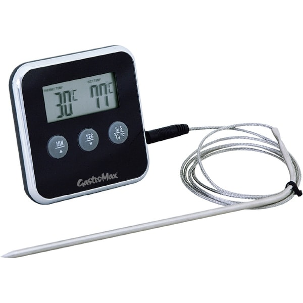 Husholdningstermometer/ovntermometer med timer, digital Gastromax Black Sort