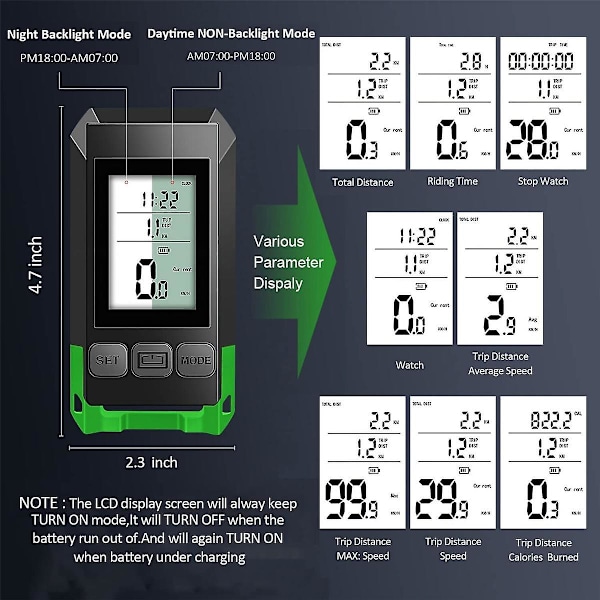 XJ-4 4-i-1 Cykellygte Med LCD Display Speedometer Og Horn USB Genopladelig Cykelcomputer Til O