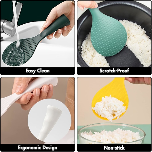XJ-Risksopa, Silikonspatel med ställ och non-stick rissked, värmebeständig rissked (grå)