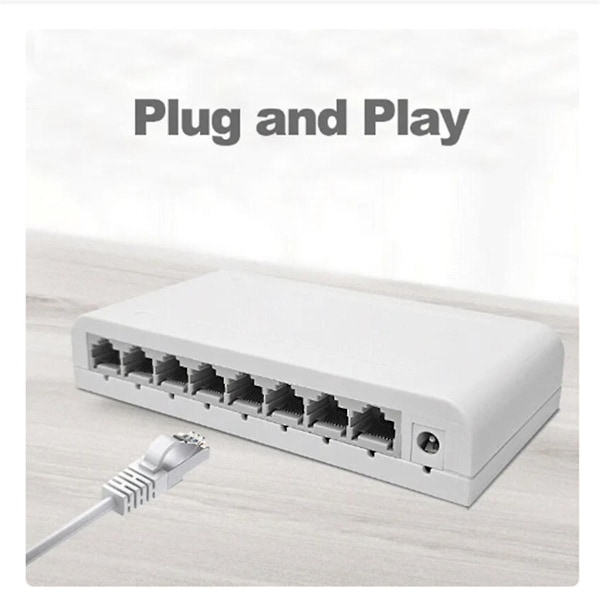 XJ-8 Port Gigabit Data Switch, verkkokeskitin, työpöytä Ethernet-jakaja, Plug & Play suojatut portit tuulettimeton
