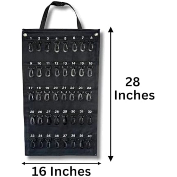 Versatile Roll-Up Key Storage Box, Weatherproof Portable Storage Case, Holds 40 Keys, Security Hook Black