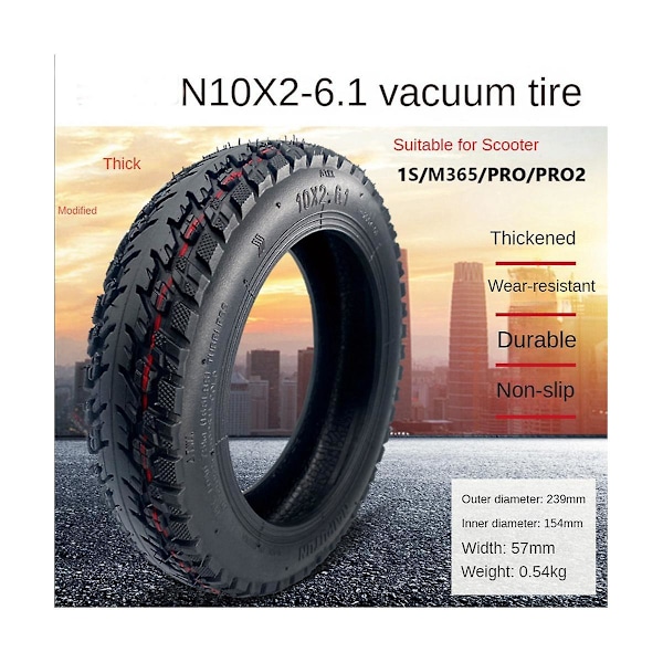 XJ-For Scooter M365/1s/pro/ Modifisert Dekk 10x2-6.1 Vakuumdekk Pneumatisk Dekk